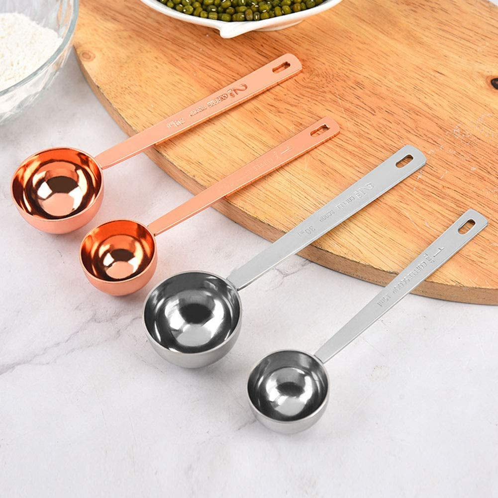 Coffee Scoops, 1 PC 15 ML (1 TPSP) 304 Stainless Steel Tablespoon Long Handle Measuring Tablespoon Fits Container for Ground, Brewing, Milk Brewin (5.7Inches)