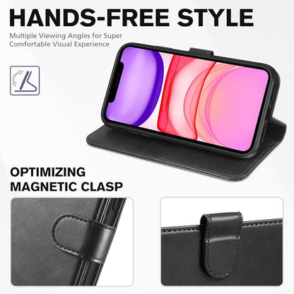 Wallet Case for Iphone 11 (6.1") 2019, 3 Card Holders, Black | RFID Blocking, Viewing Stand, Shockproof TPU Shell, PU Leather, Magnetic Closure, Protective Folio Flip Cover