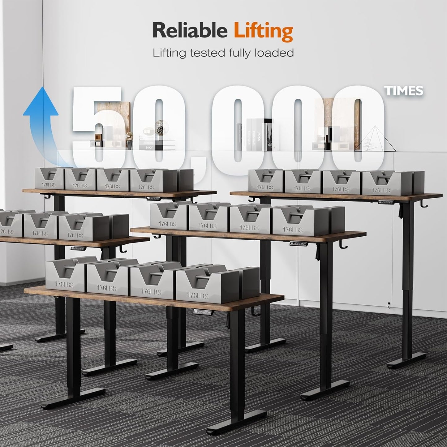 Electric Standing Desk 55"X24"Height Adjustable Sit Stand up Desk | Ergonomic Home Office Computer Workstation with 178LBS Load Capacity & Quiet Motor, Two-Piece Desktop, Rustic Brown