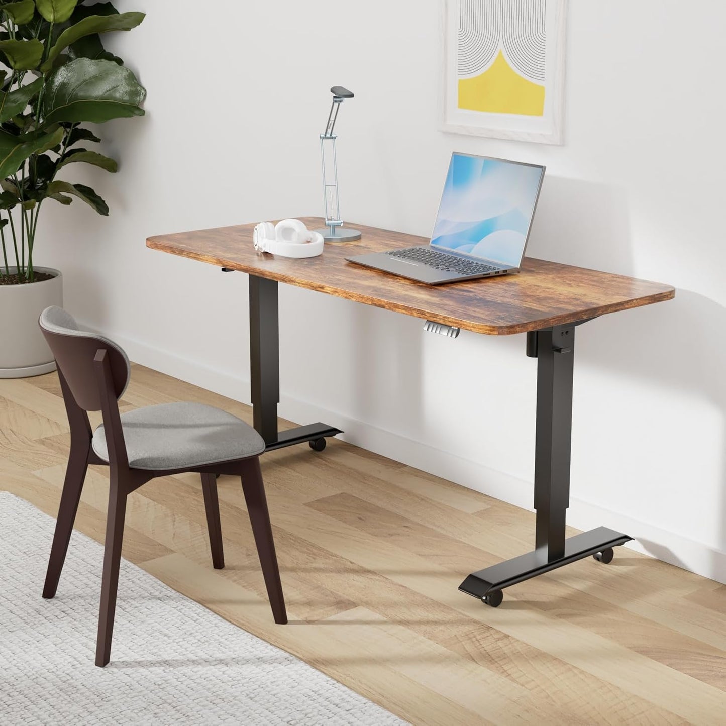 Electric Standing Desk 55"X24"Height Adjustable Sit Stand up Desk | Ergonomic Home Office Computer Workstation with 178LBS Load Capacity & Quiet Motor, Two-Piece Desktop, Rustic Brown