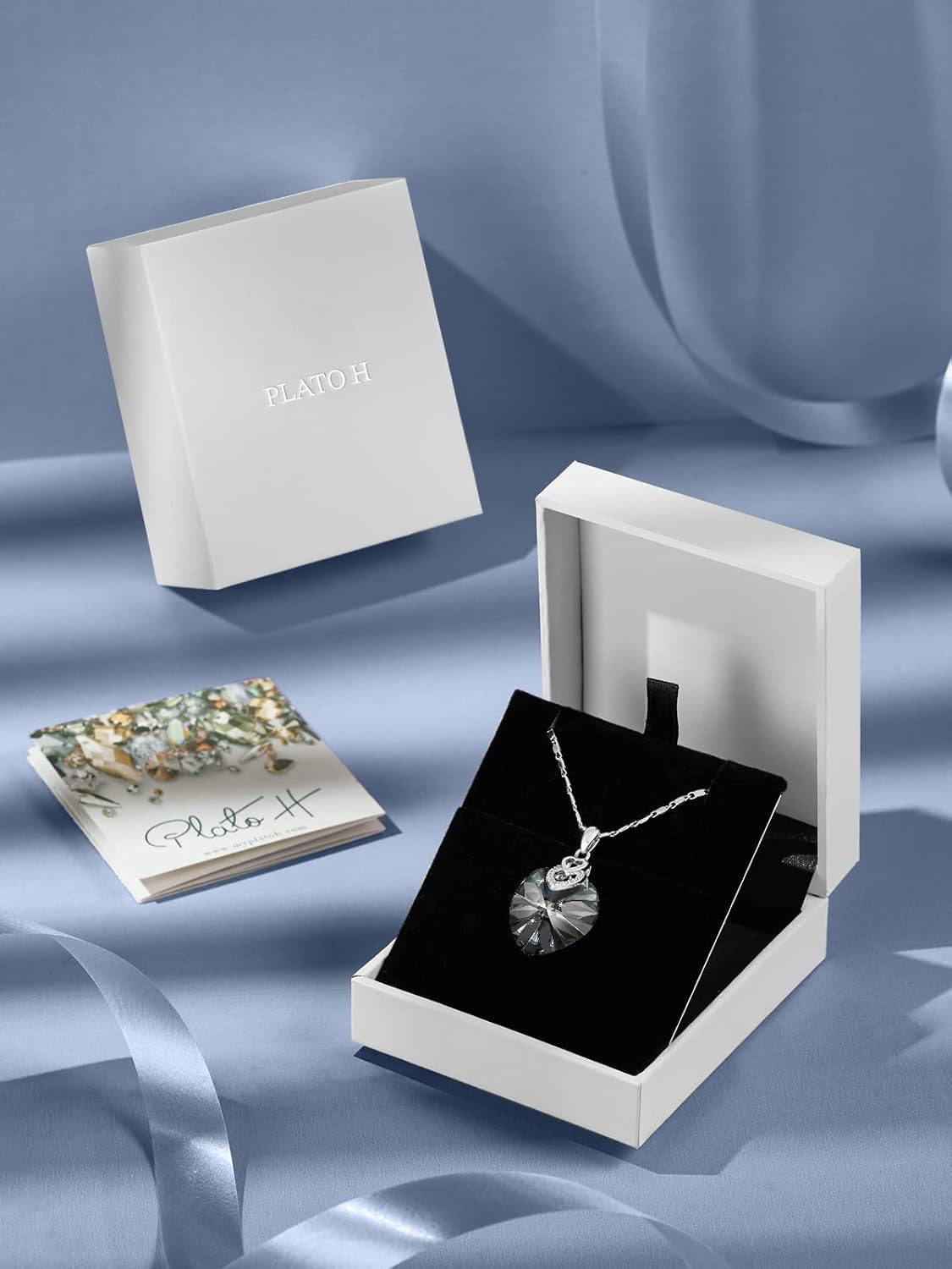 3 Hearts Crystal Necklace for Women, Pendant Engraved Love You - Christmas Wedding Gifts for Her Anniversary Mother'S Day Valentine’S Day Birthday - in Gift Box