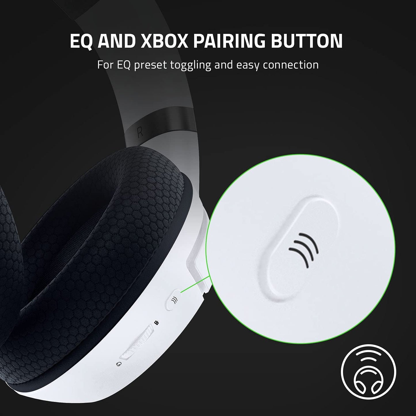 Razer Kaira Wireless Gaming Headset for Xbox Series X|S, Xbox One: Triforce Titanium 50Mm Drivers - Cardioid Mic - Breathable Memory Foam Ear Cushions - EQ Pairing Button - Windows Sonic - White