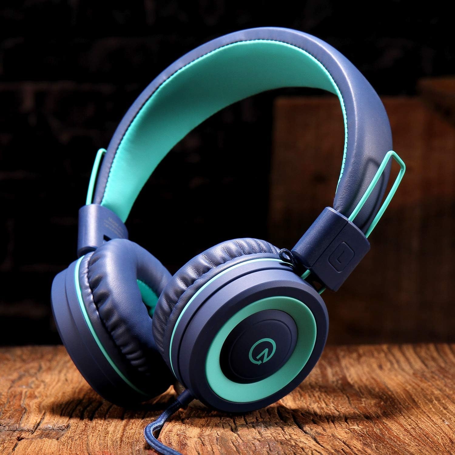 K11 Kids Headphones with Wired Cord 3.5Mm Jack Navy/Teal | 5Ft Long Cord, Tangle Free, Foldable, Plug in On-Ear Headset for School, Classroom, Boys, Girls, Toddler Laptop Travel Tablet