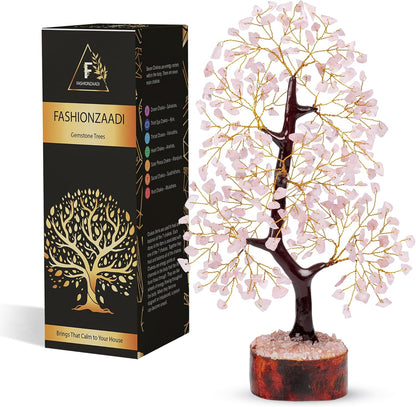 Rose Quartz Crystals Tree of Life - Birthday Gift for Women | Handmade Gemstone Tree Pink Decor for Home and Office Decor | Unique Gifts for Crystal Lovers | 10 Inch 300 Beads