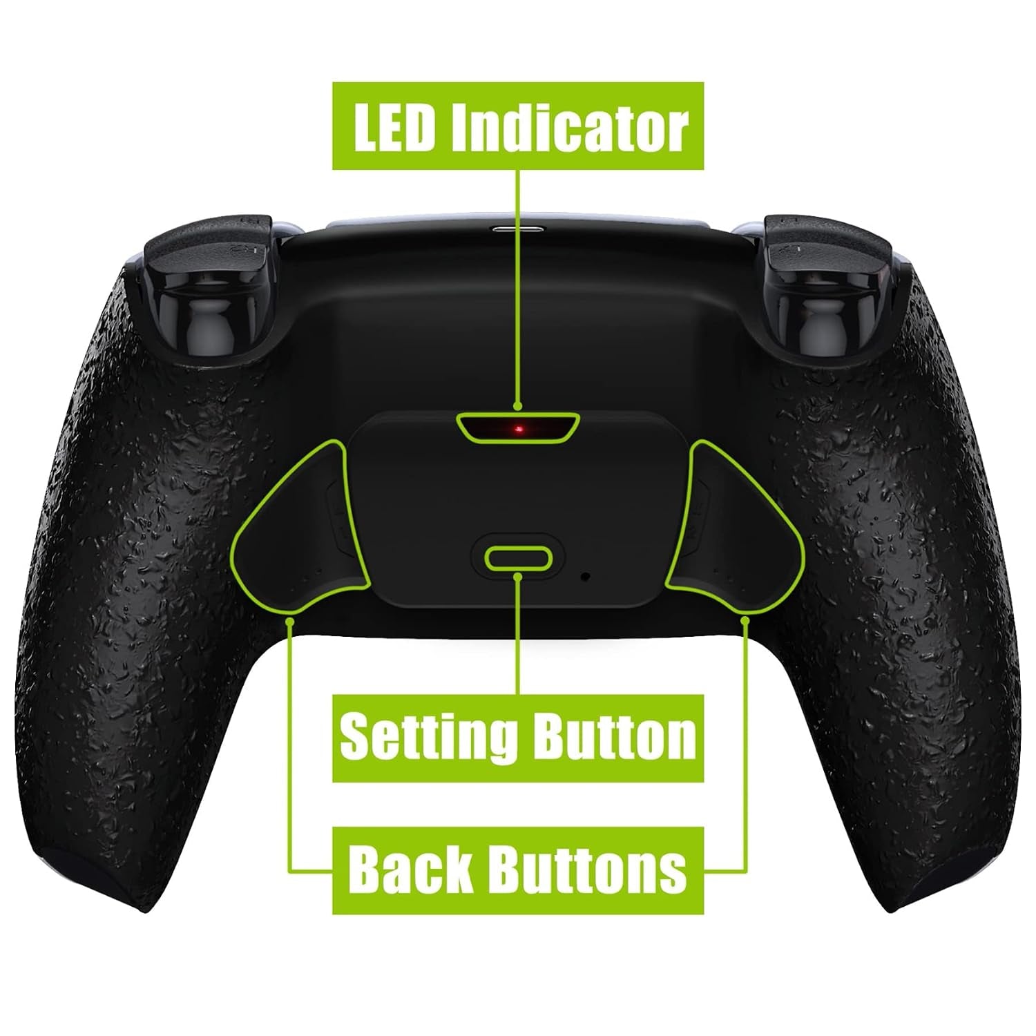 Textured Black Back Paddles Programable Rise V4 Remap Kit for PS5 Controller BDM-030 040 050 060, Upgrade Board Redesigned Back Shell Buttons Attachment for PS5 Controller - NO Controller