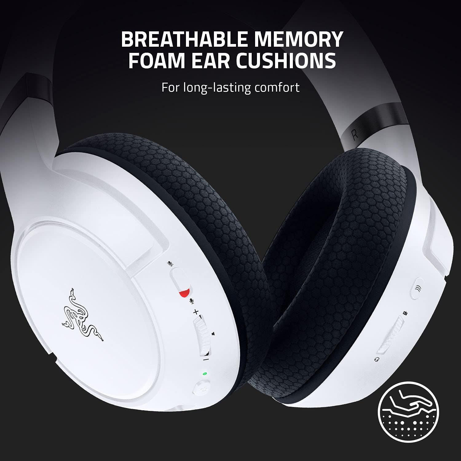 Razer Kaira Wireless Gaming Headset for Xbox Series X|S, Xbox One: Triforce Titanium 50Mm Drivers - Cardioid Mic - Breathable Memory Foam Ear Cushions - EQ Pairing Button - Windows Sonic - White