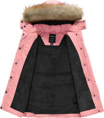 Girls' Waterproof Winter Coat Long Puffer Jacket Warm Parka Hooded | 5000Mm Waterproof,Removable Faux Fur Hood,Fleece-Linning,Snap Pockets,Machine Washable