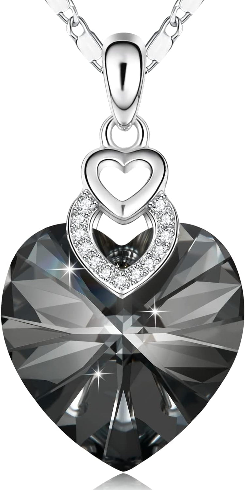 3 Hearts Crystal Necklace for Women, Pendant Engraved Love You - Christmas Wedding Gifts for Her Anniversary Mother'S Day Valentine’S Day Birthday - in Gift Box
