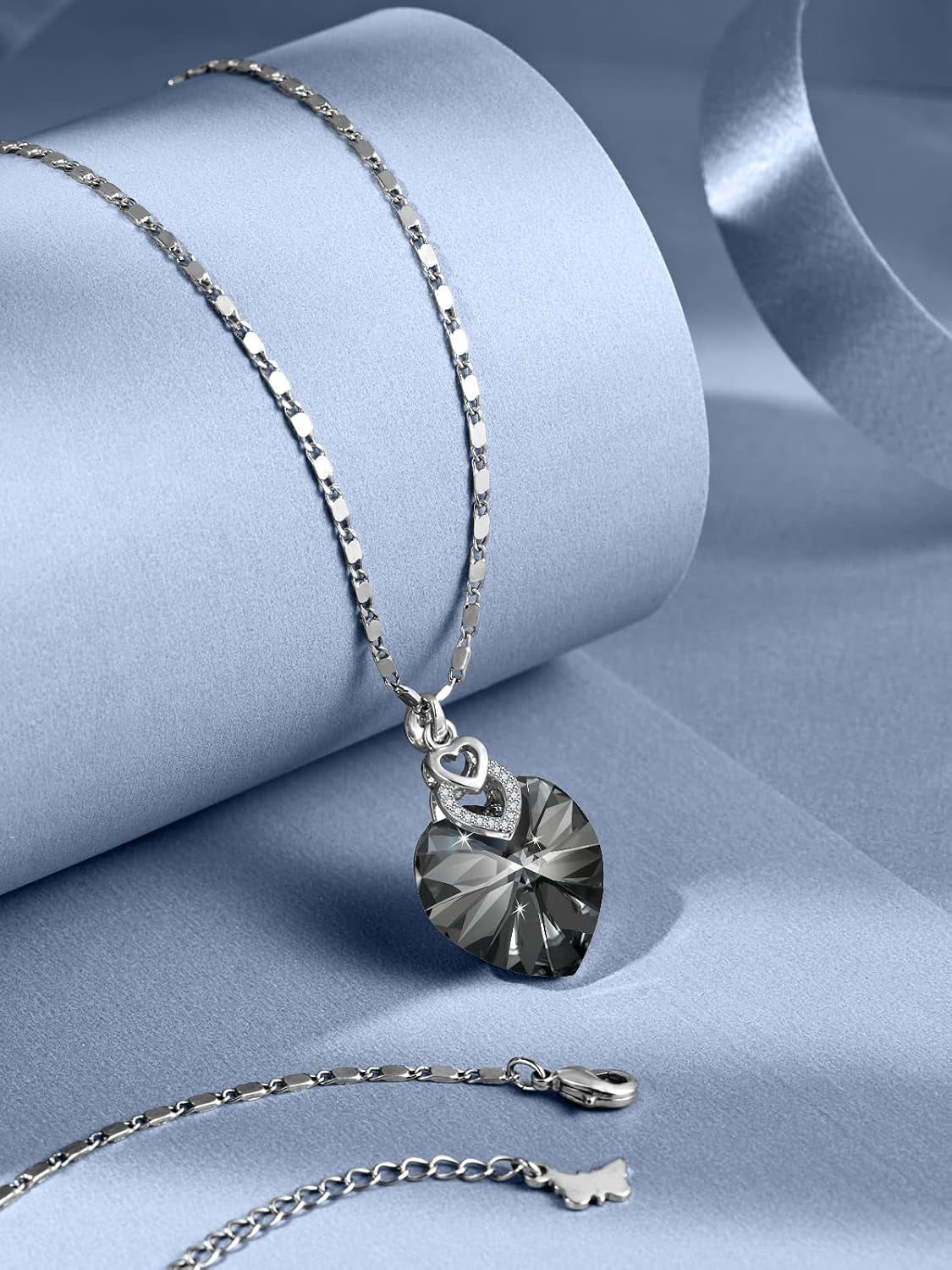 3 Hearts Crystal Necklace for Women, Pendant Engraved Love You - Christmas Wedding Gifts for Her Anniversary Mother'S Day Valentine’S Day Birthday - in Gift Box