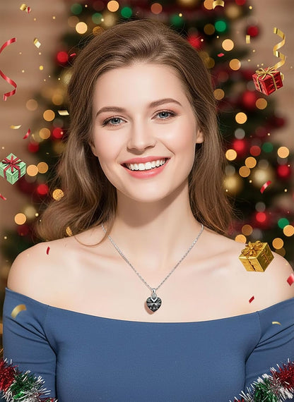 3 Hearts Crystal Necklace for Women, Pendant Engraved Love You - Christmas Wedding Gifts for Her Anniversary Mother'S Day Valentine’S Day Birthday - in Gift Box