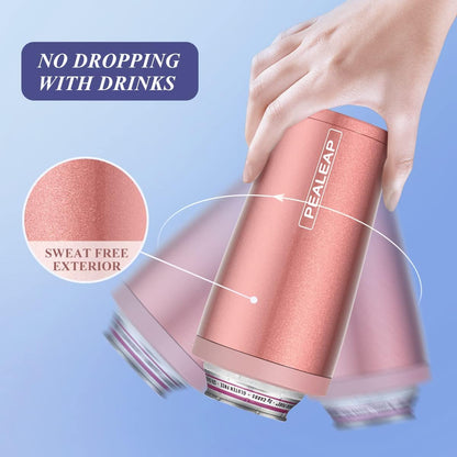 4-In-1 Insulated Slim Can Cooler for All 12Oz Cans & Beer Bottles | Double-Walled Stainless Steel Vacuum Can Cozy | Keep 8Hrs Cold | Universal Fits 12Oz Drinks | No Sweat | Cup Holder Friendly