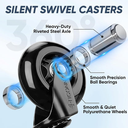 Office Chair Wheels, 3" Caster Wheels for Tile Carpets, Set of 5 | 650 Lbs Weight Capacity, Smooth & Quiet Rolling, Scratch-Free Floor Protection, Universal Fit, Easy Snap-In Installation