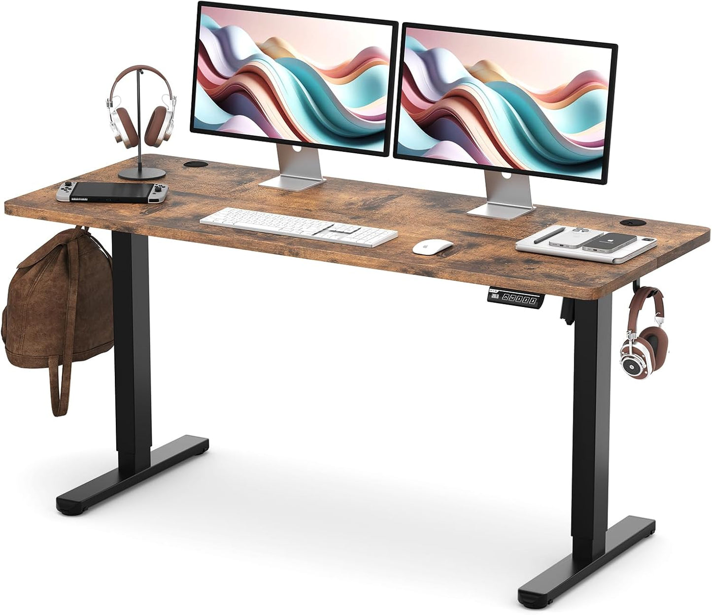Electric Standing Desk 55"X24"Height Adjustable Sit Stand up Desk | Ergonomic Home Office Computer Workstation with 178LBS Load Capacity & Quiet Motor, Two-Piece Desktop, Rustic Brown