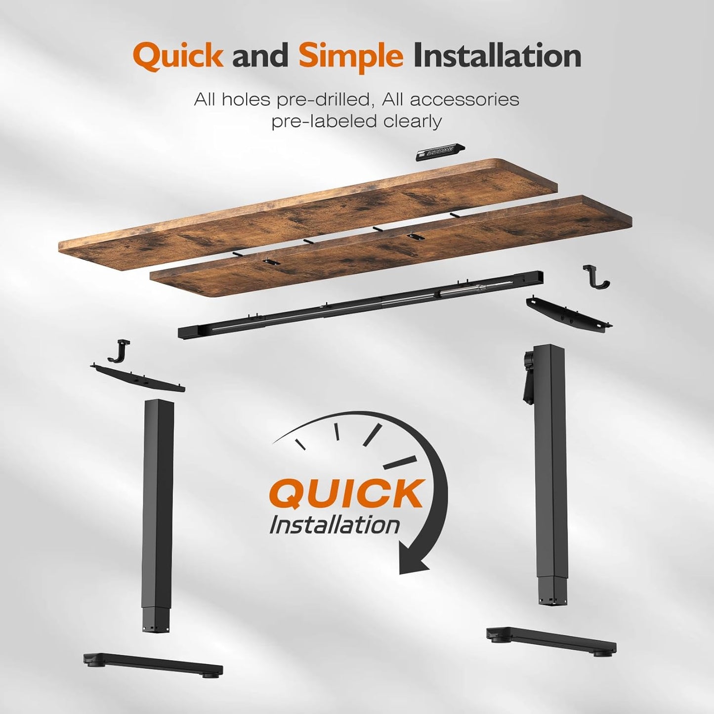 Electric Standing Desk 55"X24"Height Adjustable Sit Stand up Desk | Ergonomic Home Office Computer Workstation with 178LBS Load Capacity & Quiet Motor, Two-Piece Desktop, Rustic Brown