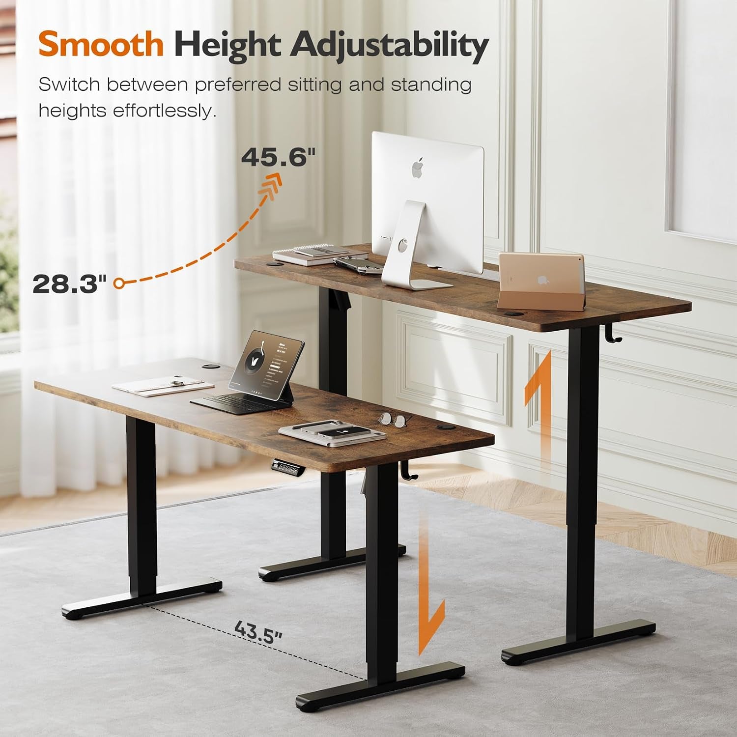 Electric Standing Desk 55"X24"Height Adjustable Sit Stand up Desk | Ergonomic Home Office Computer Workstation with 178LBS Load Capacity & Quiet Motor, Two-Piece Desktop, Rustic Brown