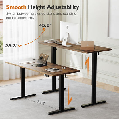 Electric Standing Desk 55"X24"Height Adjustable Sit Stand up Desk | Ergonomic Home Office Computer Workstation with 178LBS Load Capacity & Quiet Motor, Two-Piece Desktop, Rustic Brown