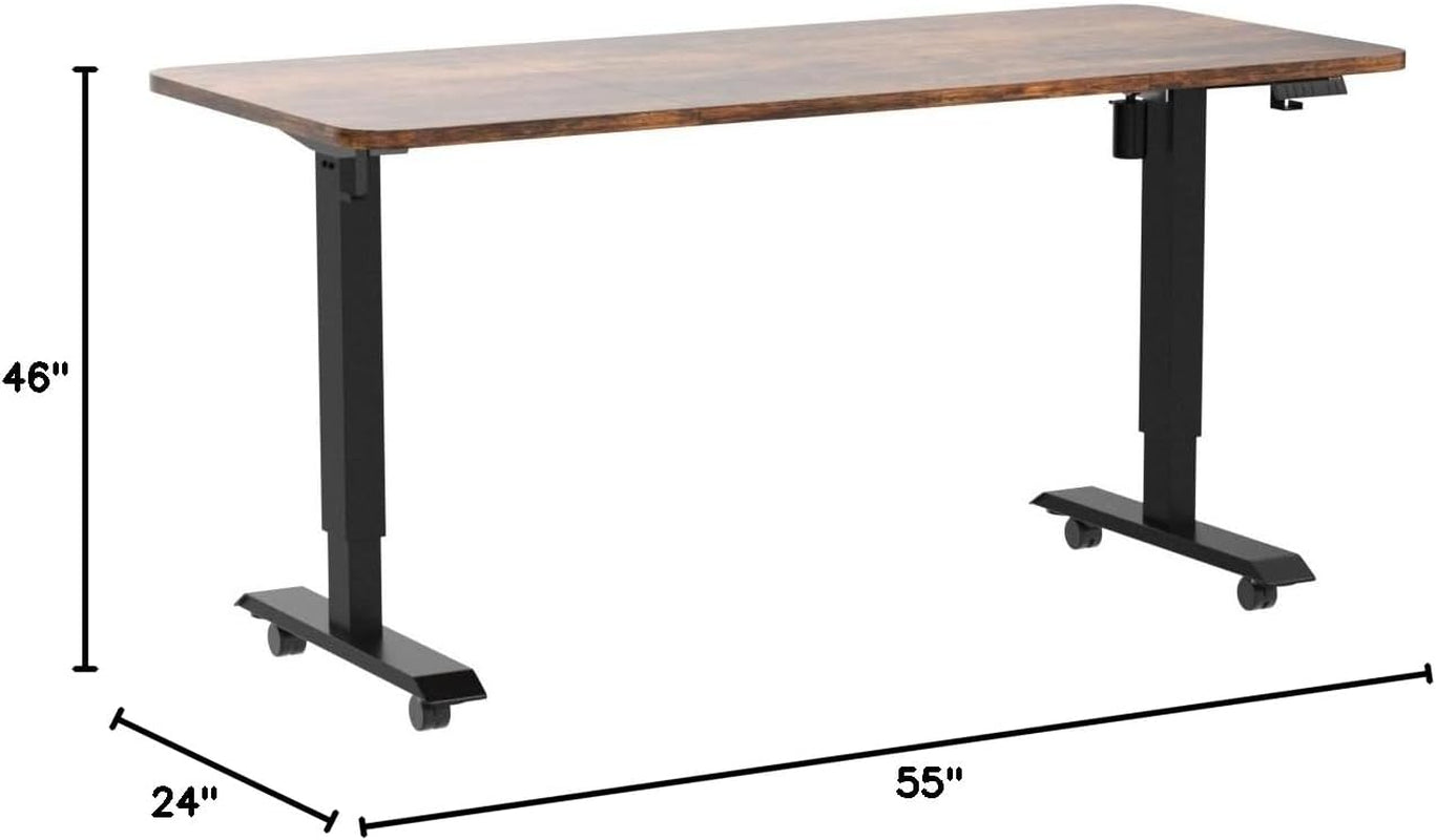 Electric Standing Desk 55"X24"Height Adjustable Sit Stand up Desk | Ergonomic Home Office Computer Workstation with 178LBS Load Capacity & Quiet Motor, Two-Piece Desktop, Rustic Brown